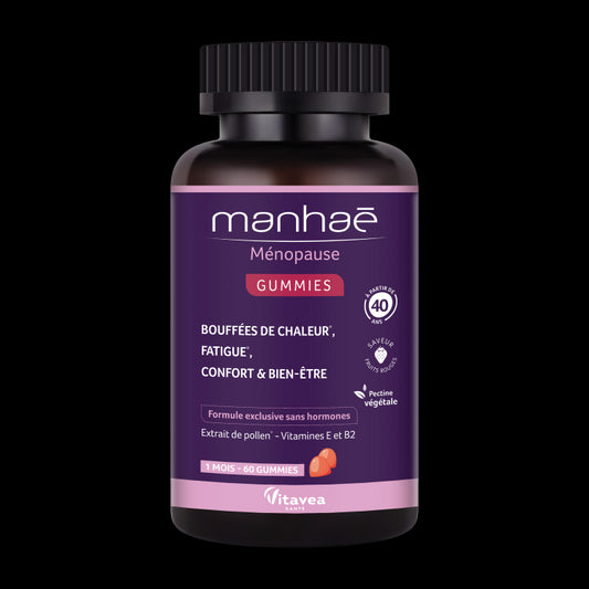 Manhaé Mėnopause Gummies, Menopauză, pentru menopauză și premenopauză, 60 jeleuri – pentru 1 lună