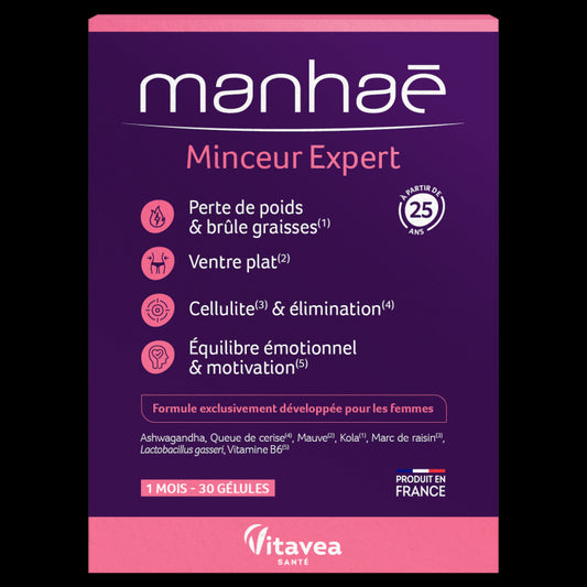Manhaé Minceur Expert, Expert Slăbire, pentru reducerea în greutate, 30 capsule vegetale – cură 1 lună