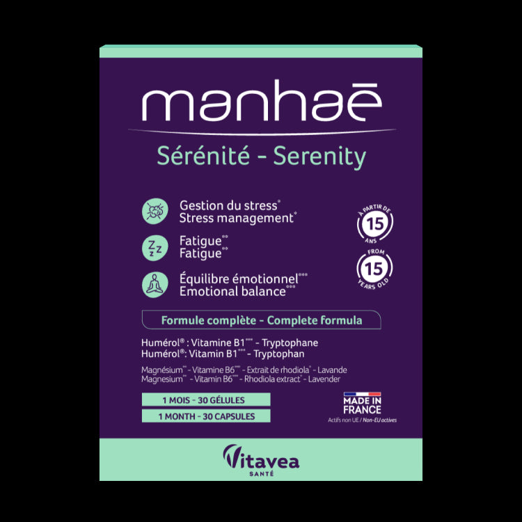 Manhaé Sérénité, Serenitate, gestionarea stresului, 30 capsule vegetale – pentru 1 lună