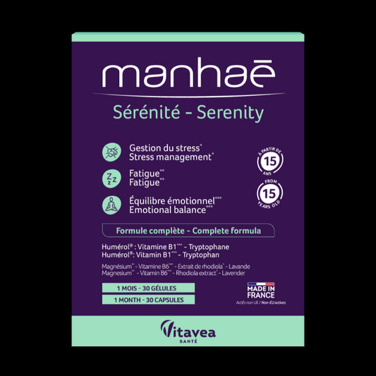 Manhaé Sérénité, Serenitate, gestionarea stresului, 30 capsule vegetale – pentru 1 lună