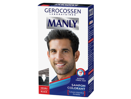 Sampon colorant pentru barbati - Negru - Manly 25 ml