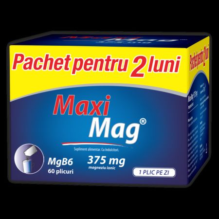 MaxiMag, 375 mg magneziu ionic, 60 plicuri, Zdrovit