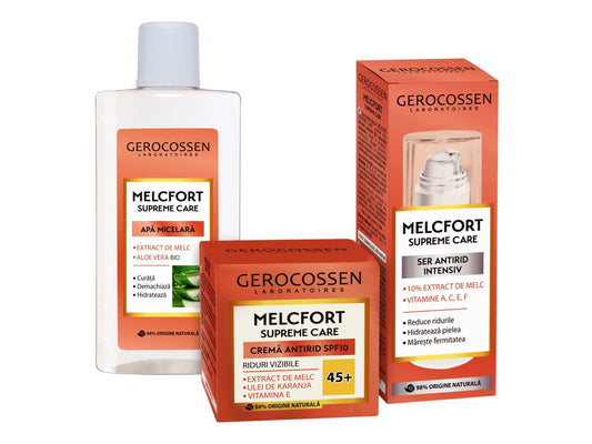 Pachet Melcfort Supreme Care 45+: Apa micelara + Crema 45 + Ser