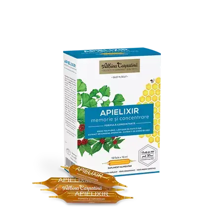 Apielixir memorie si concentrare, 10 fiole x 10 ml, Albina Carpatina