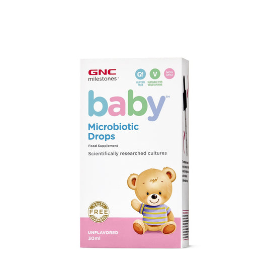 GNC Milestones® Baby™ Microbiotic Drops, Probiotic Picaturi Studiat Clinic Hereditum® Lc40 pentru Bebelusi, 30 ml