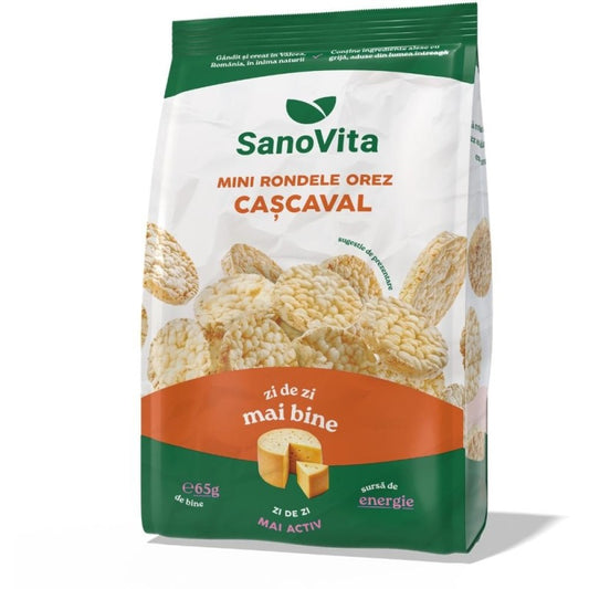 Mini-rondele din Orez cu Cascaval, 65 g, Sanovita