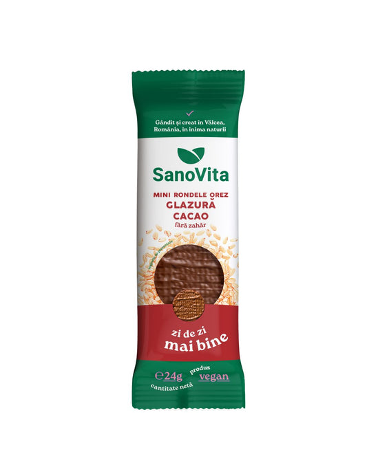 mini-rondele din orez cu glazură de cacao fără zahĂr (xylitol)
24g
