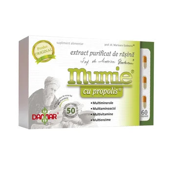 Extract purificat de rasina Mumie cu Propolis, 60 capsule, Damar General Trading