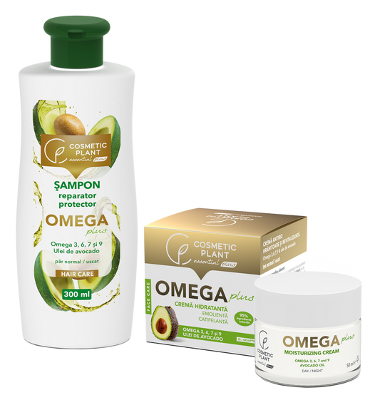 Kit OMEGA Plus: cremă hidratantă & șampon