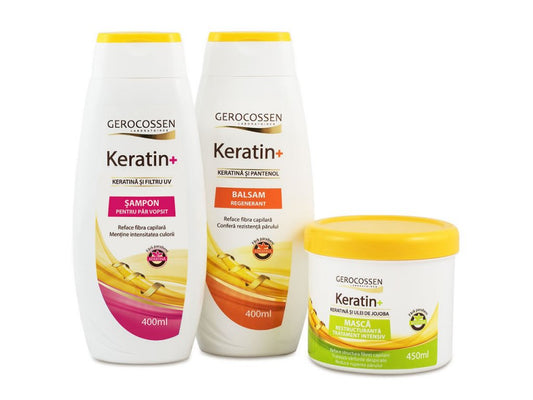 Pachet Keratin+ pentru par vopsit: sampon 400 ml + masca 450 ml + balsam par 400 ml