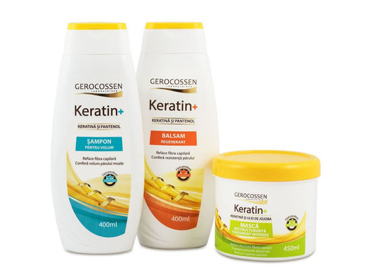 Pachet Keratin+ pentru volum: sampon 400 ml+ masca 450 ml+ balsam par 400 ml