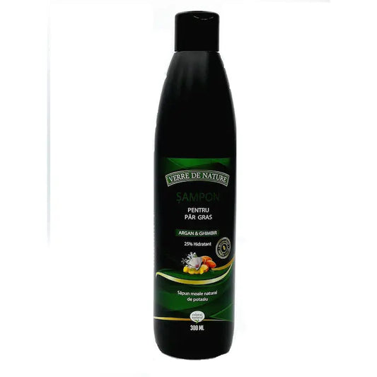 Șampon pentru păr gras cu argan și ghimbir, 300ml, Manicos