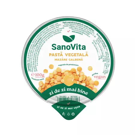 Pasta vegetala din mazare galbena, 100 g, Sanovita