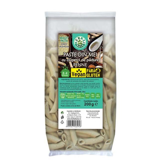 Paste Penne din Mei cu Ciuperci de Padure Vegan Fara Gluten 200g Herbal Sana