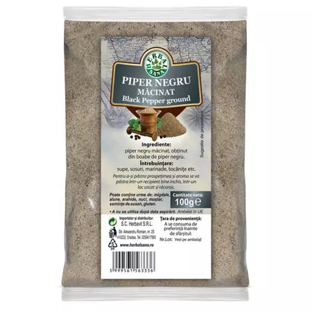 Piper negru macinat, 100 g, Herbal Sana