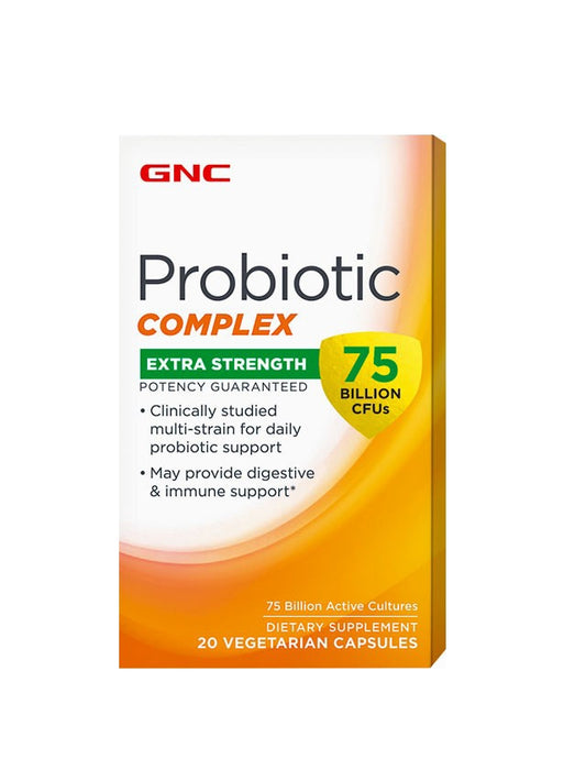 GNC Probiotic Complex Extra Strength 75 Billion CFUs, Probiotic LAB4® Studiat Clinic, 75 Miliarde UFC Culturi Vii, 20 cps