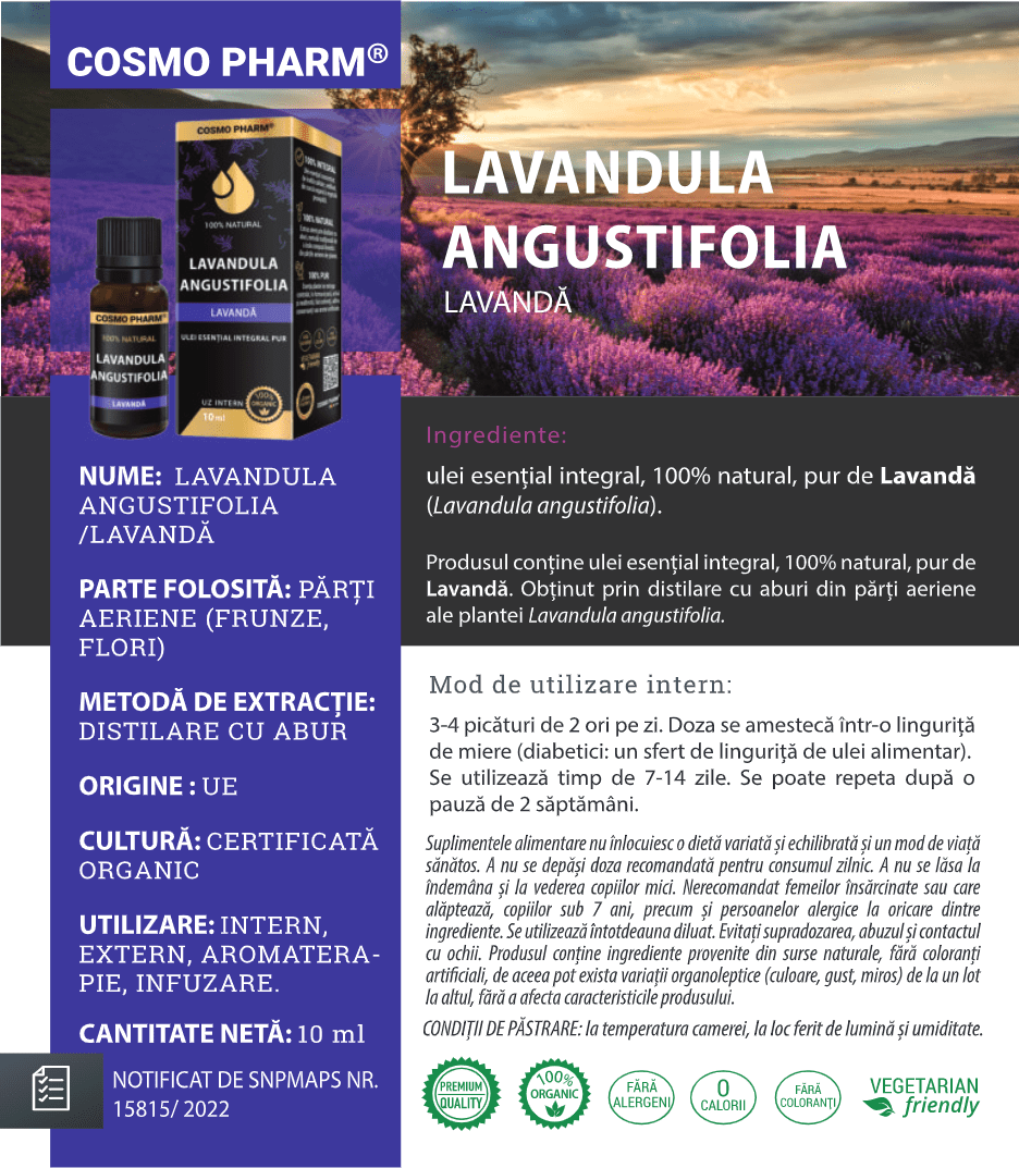 LAVANDULA ANGUSTIFOLIA – Ulei Esential De Lavanda – Uz Intern