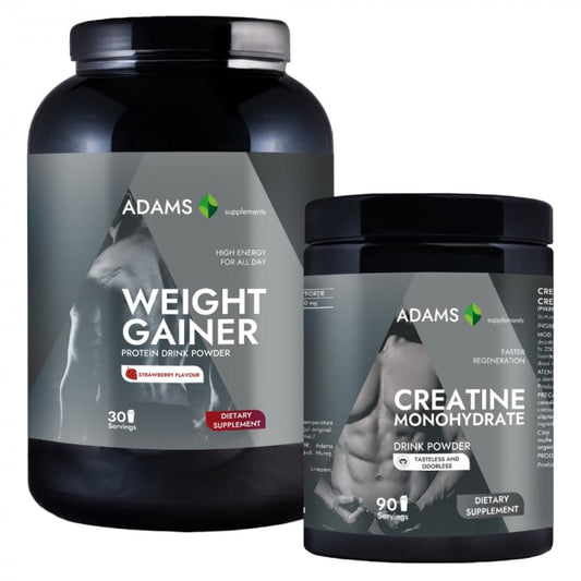 Pachet Proteina pentru cresterea masei musculare (capsuni),1.5kg + Creatina monohidrata (fara aroma), 400g