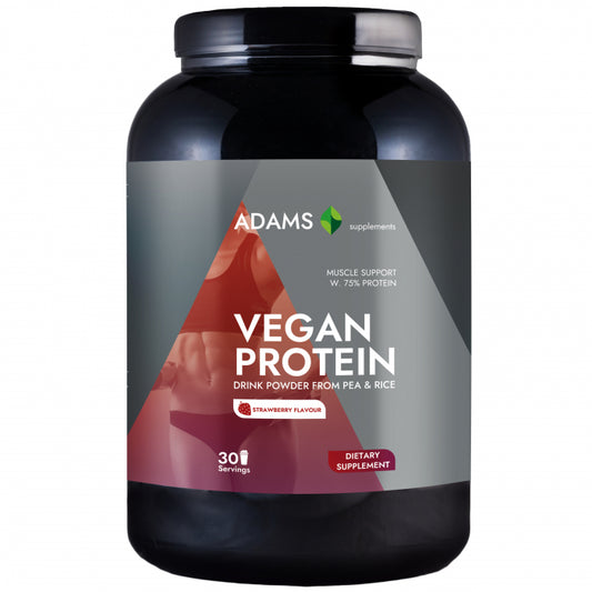 Proteina vegana (capsuni), 908g, Adams Supplements