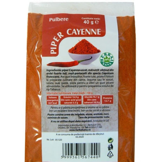 Piper Cayenne pulbere - 40 g Herbal Sana