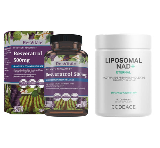 Longevity Essentials Pack – Resveratrol & NAD+, Pachet Esential pentru Longevitate si Energie Celulara