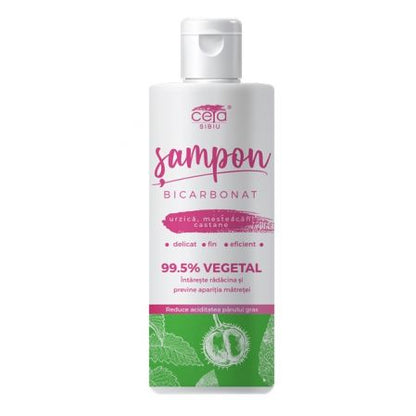 Sampon 99.5% vegetal cu bicarbonat, urzica, mesteacan si castane, 200 ml, Ceta Sibiu