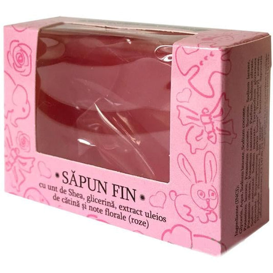 Sapun fin cu Shea, catina si note florale (roze) figurine - 50 g, Manicos