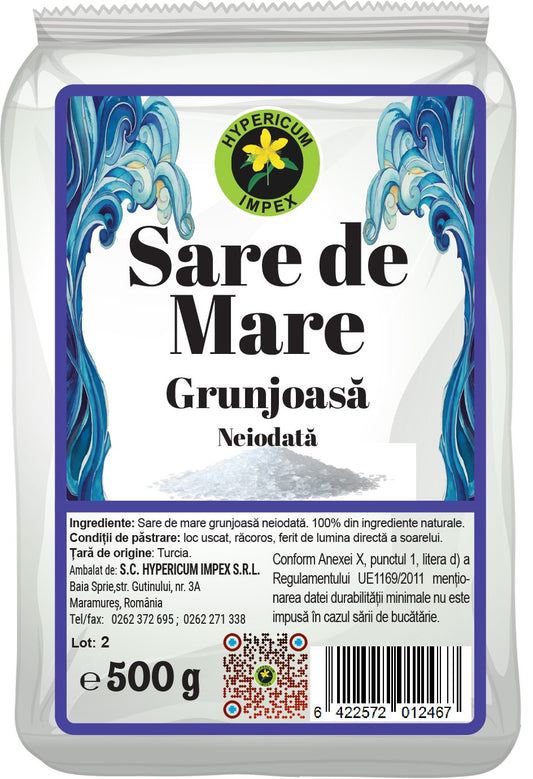Sare de mare grunjoasă neiodată 500g