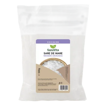 Sare de mare grunjoasa neiodata, 500g, SanoVita