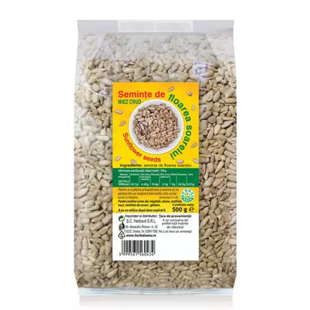 Seminte de floarea soarelui miez crud, 500 g, Herbal Sana