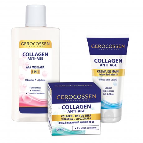 Set Collagen Anti-Age hidratare: Crema hidratanta zi+Crema maini+Apa micelara