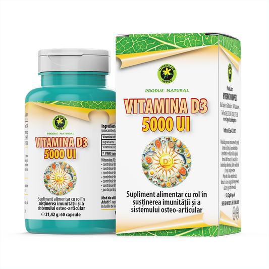 Capsule Vitamina D3 5000 UI – Rol în susținerea imunității și a sistemului osteo-articular.