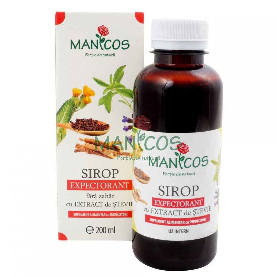 Sirop expectorant fara zahar cu lemn-dulce, cuisoare si extract de stevie 200 ml