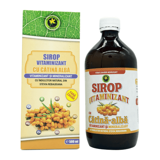 Sirop Vitaminizant cu Catina alba fara zahar cu Stevia 500ml