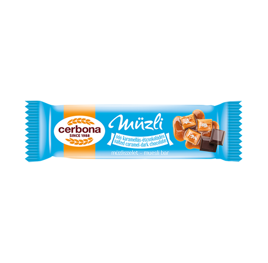 Salty-caramel-ciocolata neagră baton musli