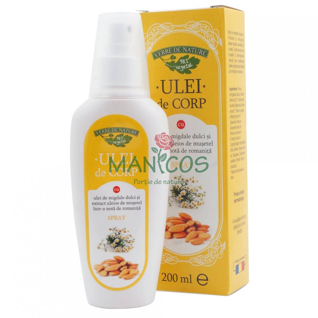 Ulei de corp cu migdale dulci, musetel si note de romanita 200 ml, spray