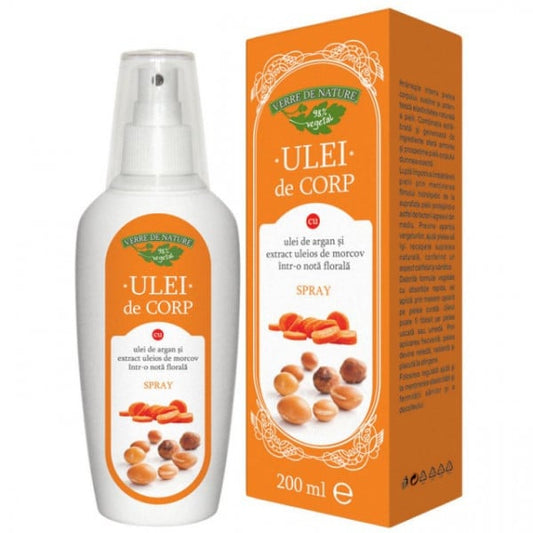 Ulei de corp cu ulei de argan si extract uleios de morcov (nota florala) 200 ml, Manicos