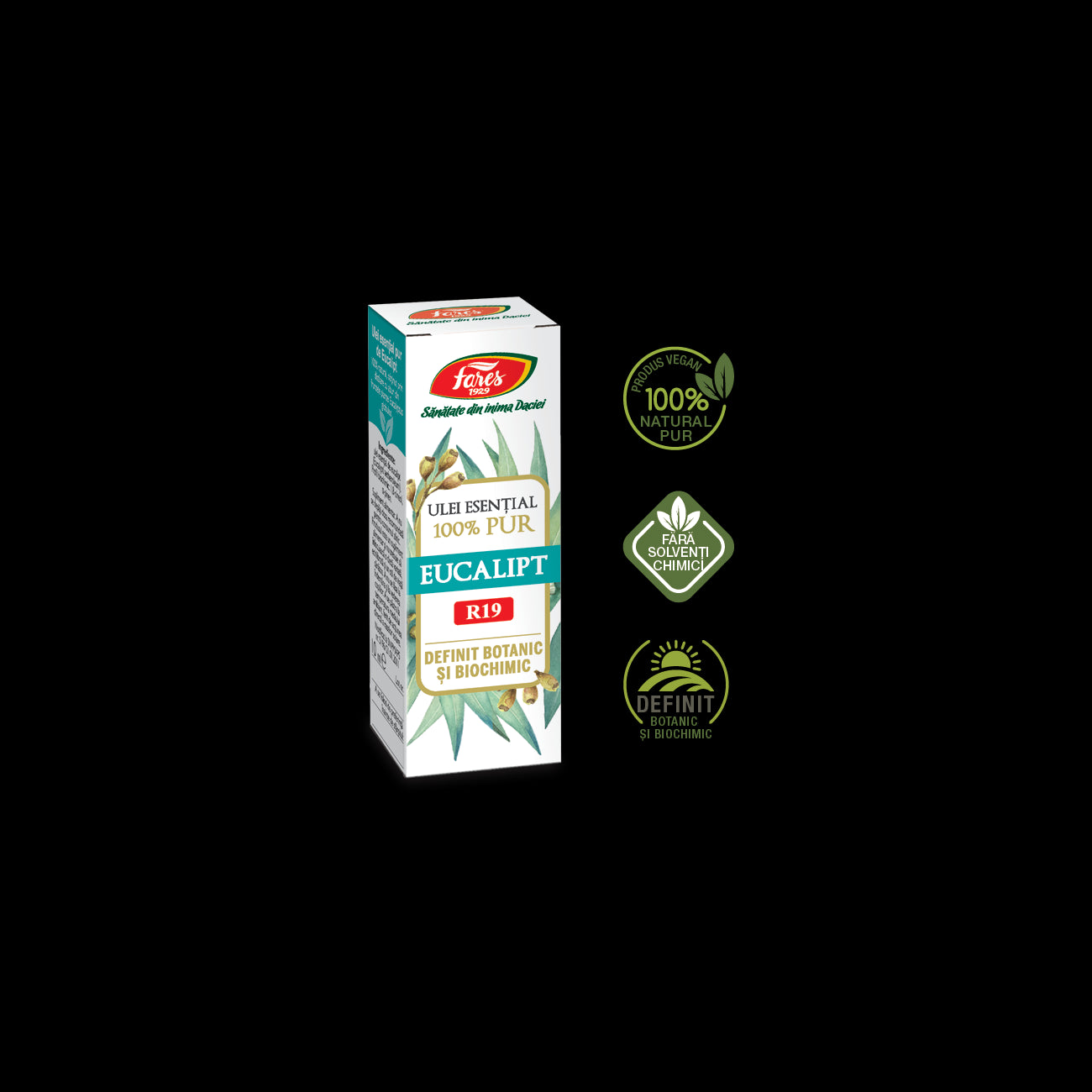 Eucalipt, R19, ulei esențial 100% pur, definit botanic si biochimic