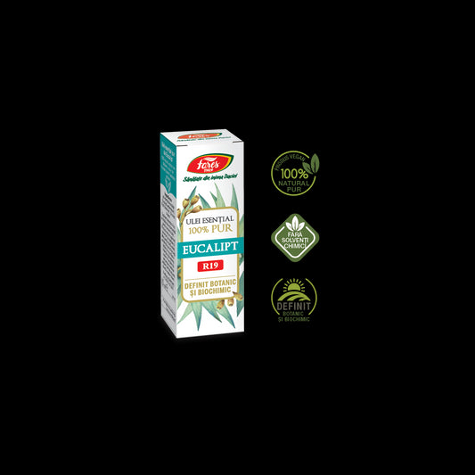 Eucalipt, R19, ulei esențial 100% pur, definit botanic si biochimic