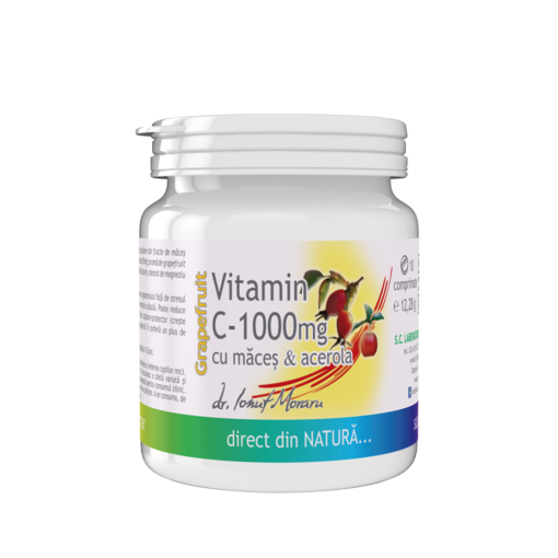Vitamina C 1000mg cu Măceș & Acerola – aromă Grapefruit 10cp