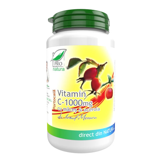 Vitamina C 1000mg cu Maces & Acerola – aroma Portocale 60cp