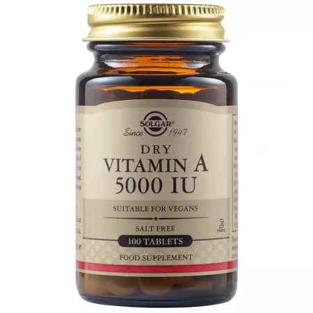 Vitamina A uscata, 5000 UI, 100 tablete, Solgar
