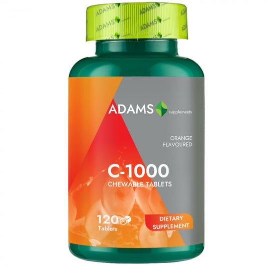 Vitamina C-1000, 120 tablete masticabile, Adams Supplements