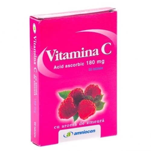 VITAMINA C ZMEURA 180MG 24CPR