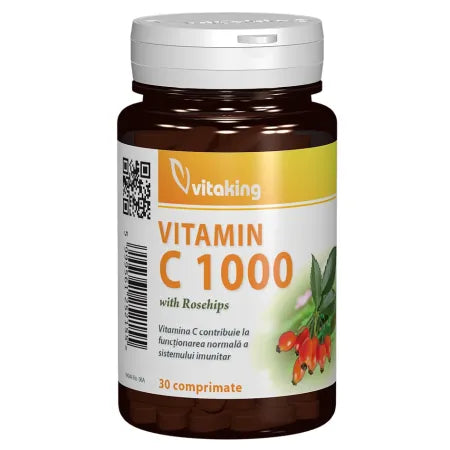 Vitamina C cu macese, 1000 mg, 30 comprimate, Vitaking