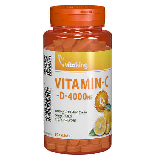 Vitamina C 1000 mg cu bioflavonoide si Vitamina D 4000 UI, 90 comprimate, Vitaking