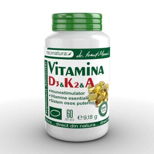 Vitamina D3 + K2 + A - 60 comprimate, Pro Natura