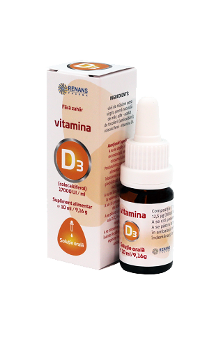 Vitamina D3 (colecalciferol) 17000 UI/ml – soluție orală, 10ml