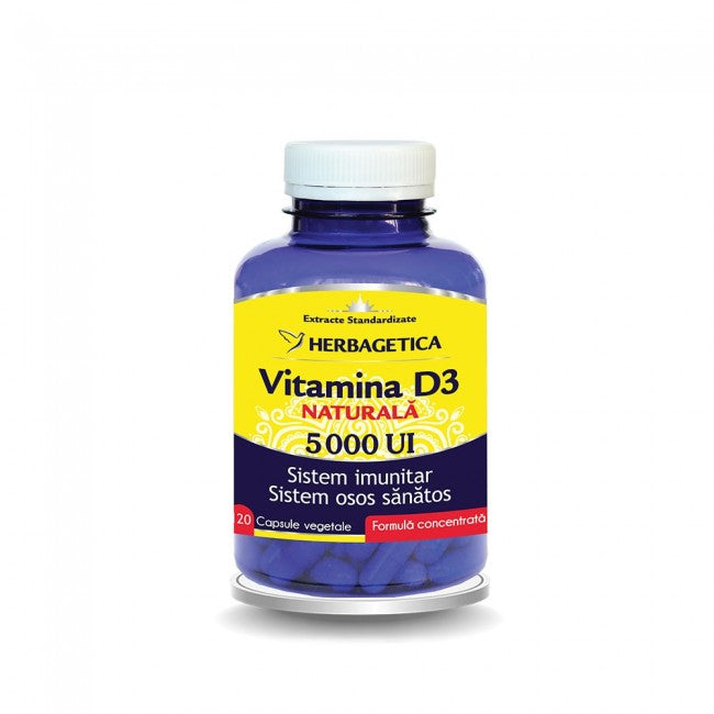 Vitamina D3 Naturala 5000 Ui Herbagetica 120 Capsule