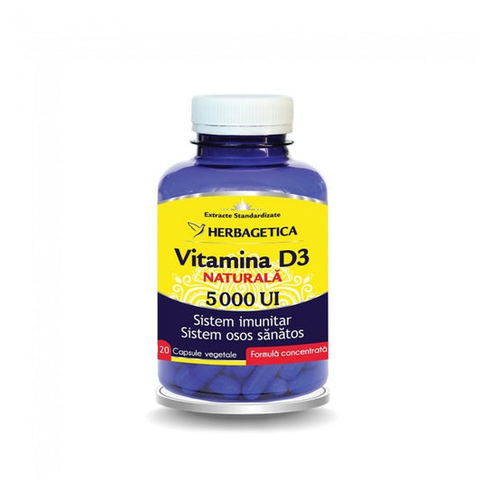 Vitamina D3 Naturala 5000 Ui Herbagetica 120 Capsule